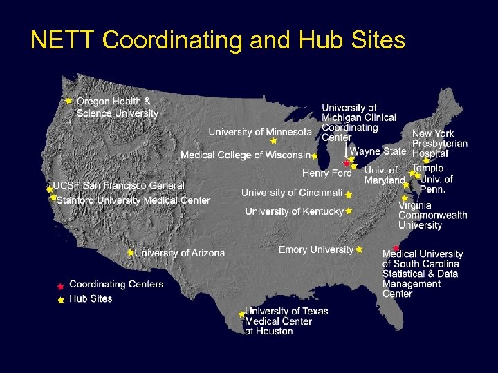 NETT Coordinating and Hub Sites 