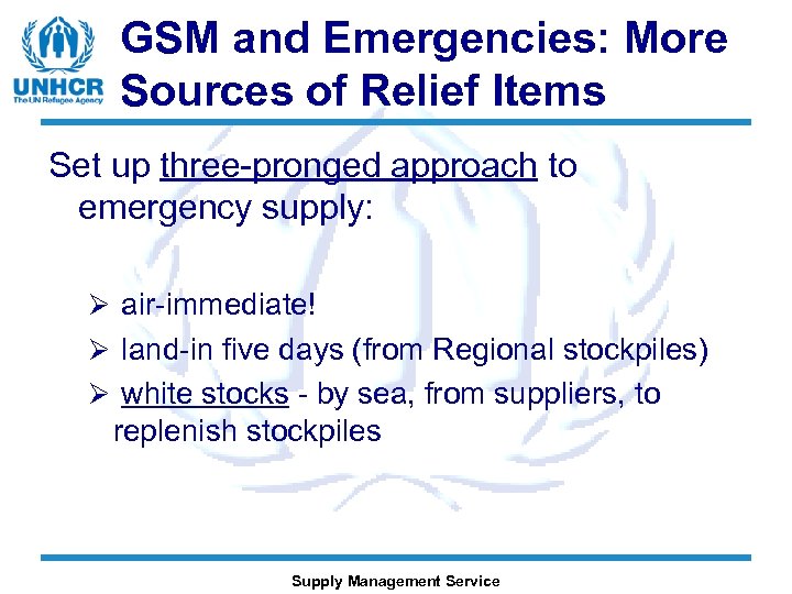 GSM and Emergencies: More Sources of Relief Items Set up three-pronged approach to emergency