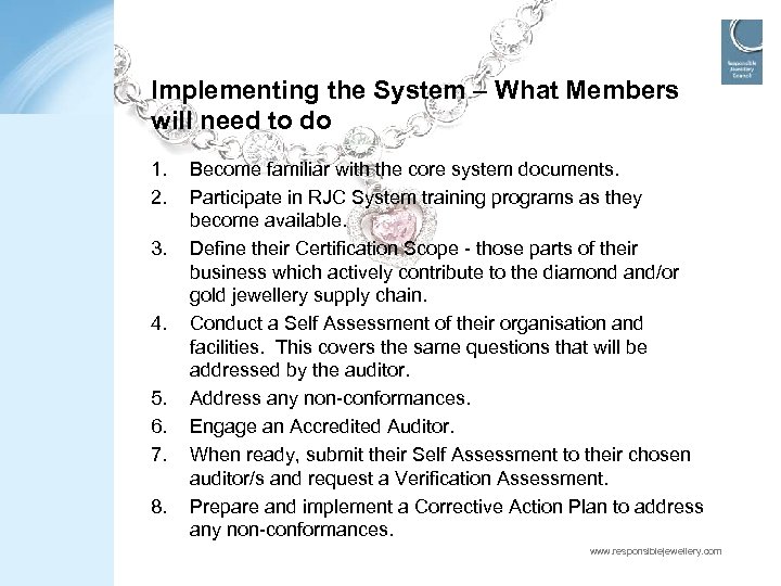 Implementing the System – What Members will need to do 1. 2. 3. 4.