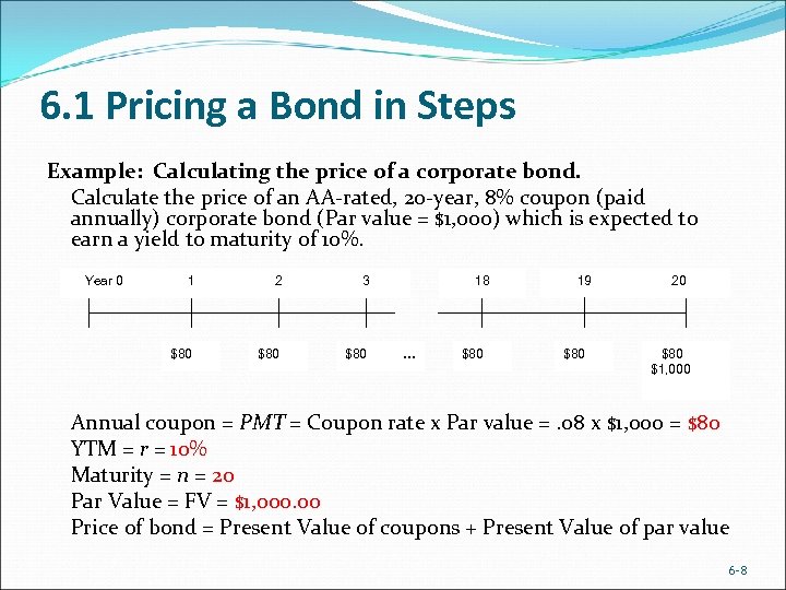 6. 1 Pricing a Bond in Steps Example: Calculating the price of a corporate