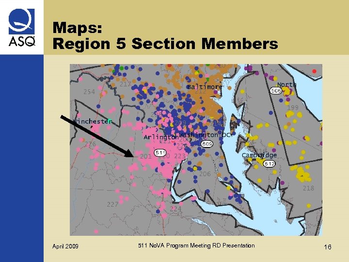 Maps: Region 5 Section Members April 2009 511 No. VA Program Meeting RD Presentation