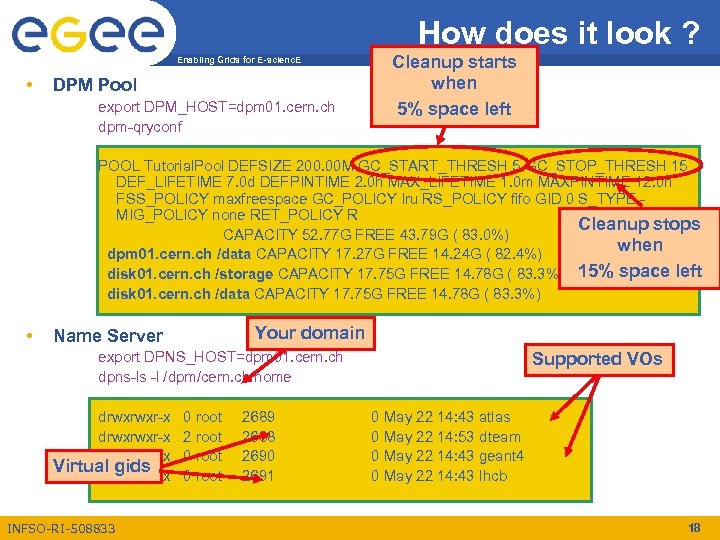 How does it look ? Enabling Grids for E-scienc. E • DPM Pool export