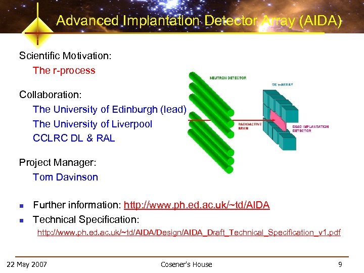 Advanced Implantation Detector Array (AIDA) Scientific Motivation: The r-process Collaboration: The University of Edinburgh