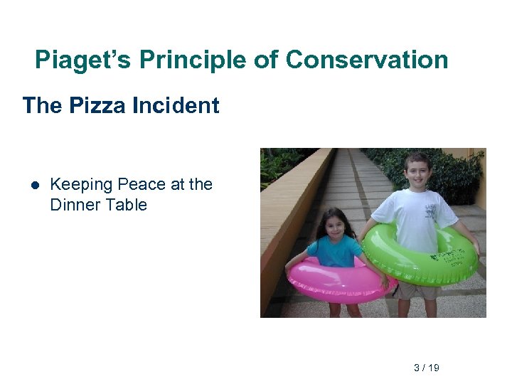 Piaget’s Principle of Conservation The Pizza Incident l Keeping Peace at the Dinner Table