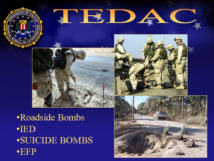  • Roadside Bombs • IED • SUICIDE BOMBS • EFP 