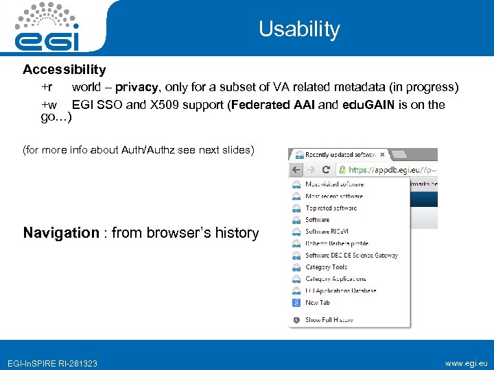 Usability Accessibility +r world – privacy, only for a subset of VA related metadata