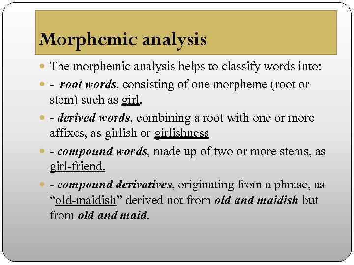 Derivative words