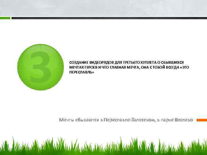 3 СОЗДАНИЕ ВИДЕОРЯДОВ ДЛЯ ТРЕТЬЕГО КУПЛЕТА О СБЫВШИХСЯ МЕЧТАХ ГЕРОЕВ И ЧТО ГЛАВНАЯ МЕЧТА,
