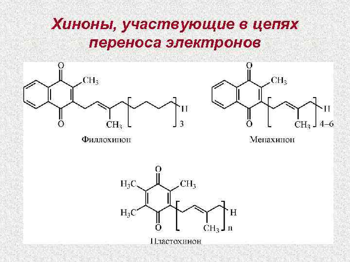 Хиноны, участвующие в цепях переноса электронов 