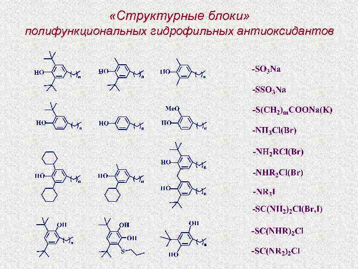  «Структурные блоки» полифункциональных гидрофильных антиоксидантов 