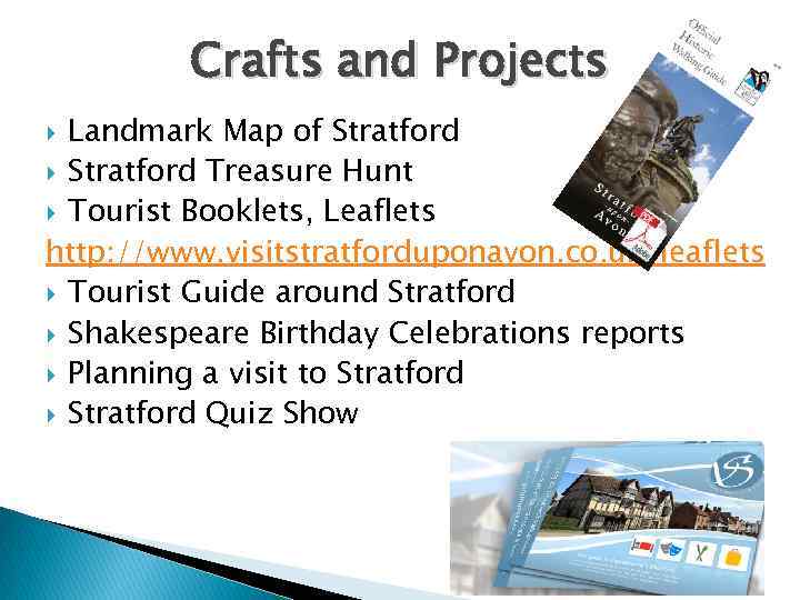 Crafts and Projects Landmark Map of Stratford Treasure Hunt Tourist Booklets, Leaflets http: //www.