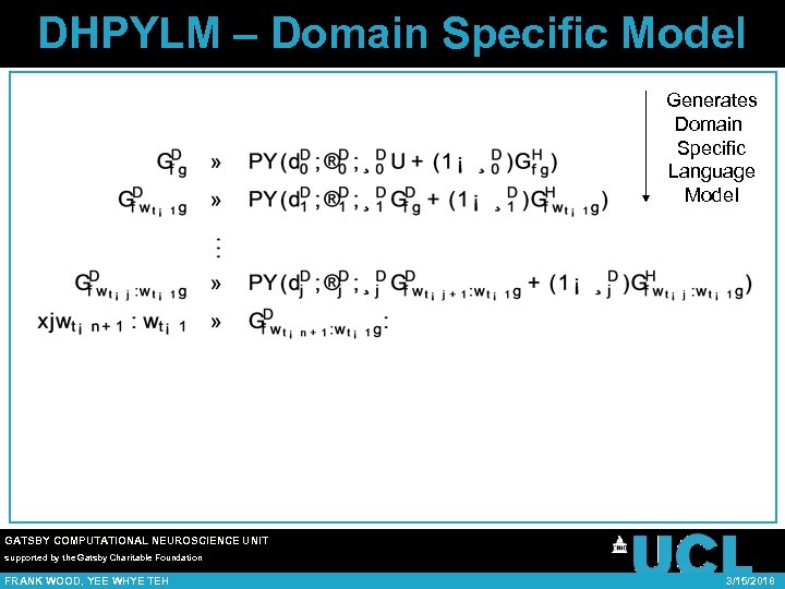 DHPYLM – Domain Specific Model Generates Domain Specific Language Model GATSBY COMPUTATIONAL NEUROSCIENCE UNIT