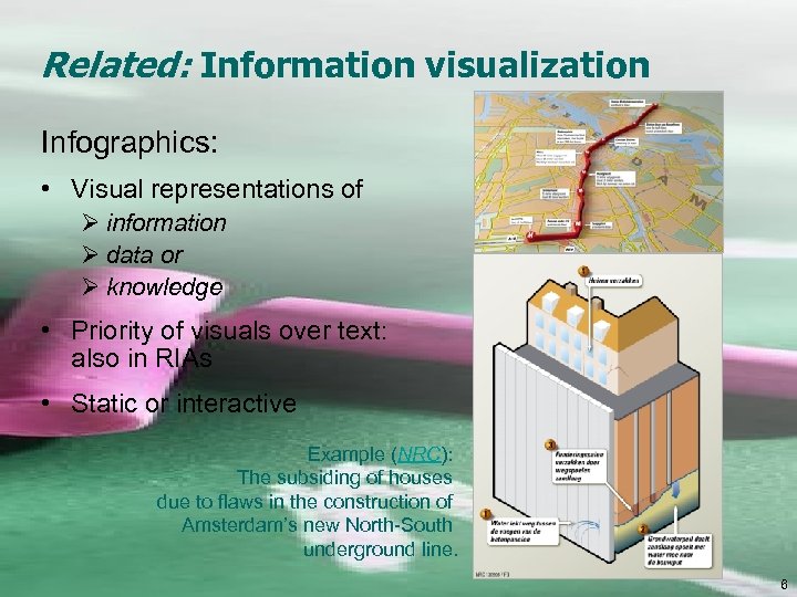 Related: Information visualization Infographics: • Visual representations of Ø information Ø data or Ø