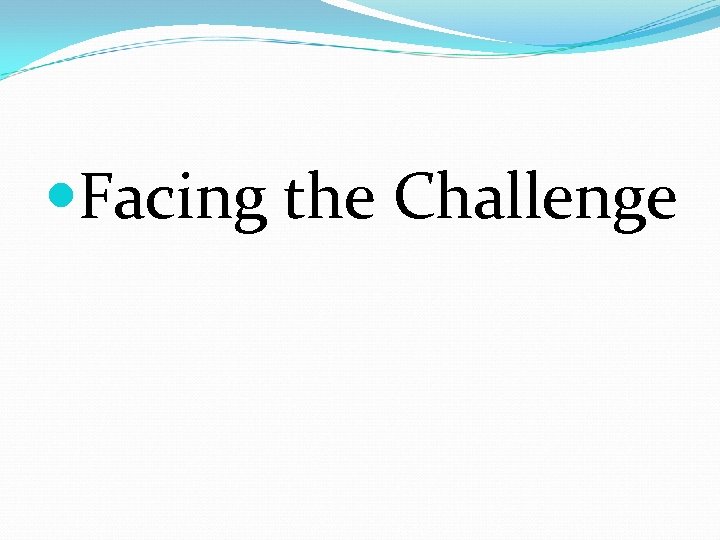  Facing the Challenge 