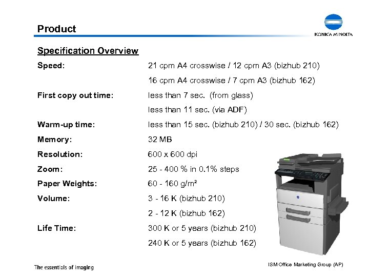 Product Specification Overview Speed: 21 cpm A 4 crosswise / 12 cpm A 3