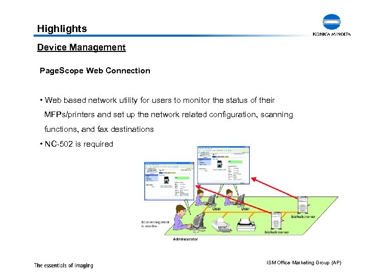 Highlights Device Management Page. Scope Web Connection • Web based network utility for users