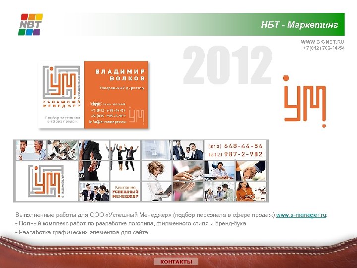 НБТ - Маркетинг 2012 WWW. GK-NBT. RU +7(812) 702 -14 -54 Выполненные работы для