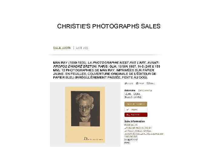 CHRISTIE'S PHOTOGRAPHS SALES 