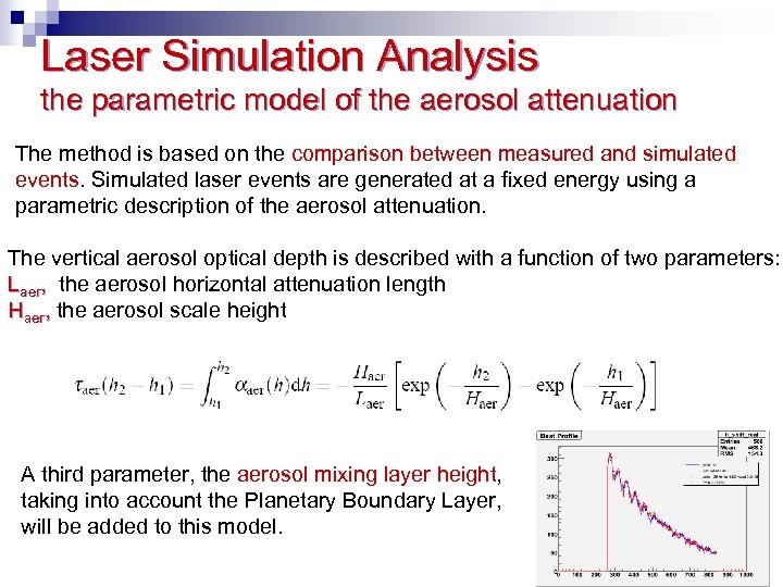 Laser Simulation Analysis the parametric model of the aerosol attenuation The method is based