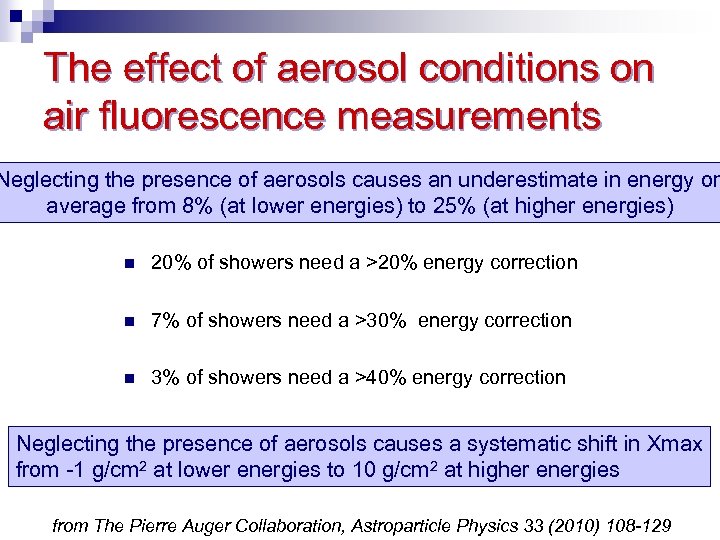 The effect of aerosol conditions on air fluorescence measurements Neglecting the presence of aerosols