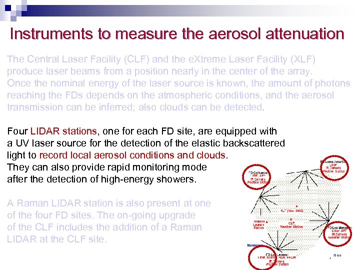 Instruments to measure the aerosol attenuation The Central Laser Facility (CLF) and the e.