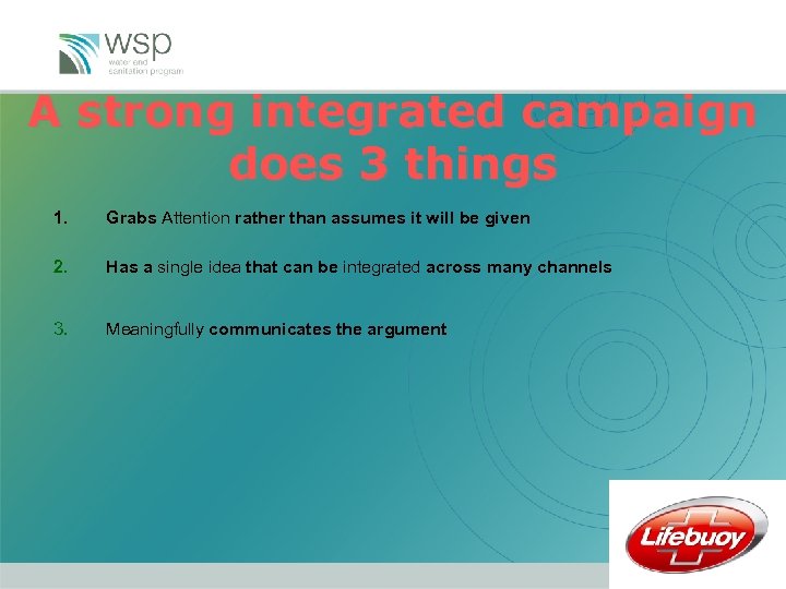 A strong integrated campaign does 3 things 1. Grabs Attention rather than assumes it