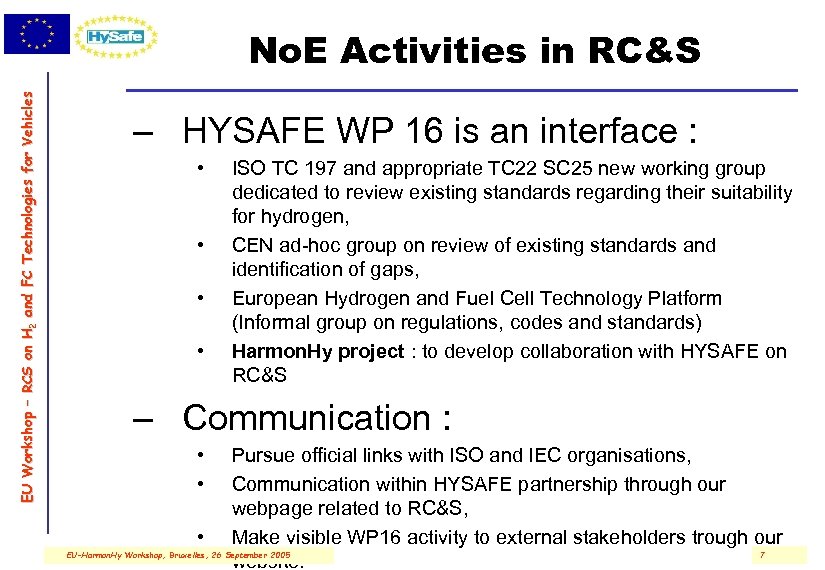 E U W o r ks h o p – R C S o