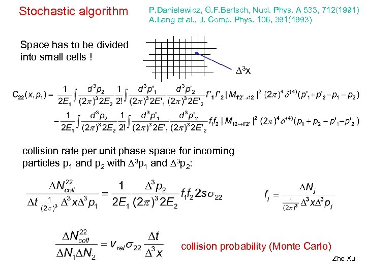 Stochastic algorithm P. Danielewicz, G. F. Bertsch, Nucl. Phys. A 533, 712(1991) A. Lang