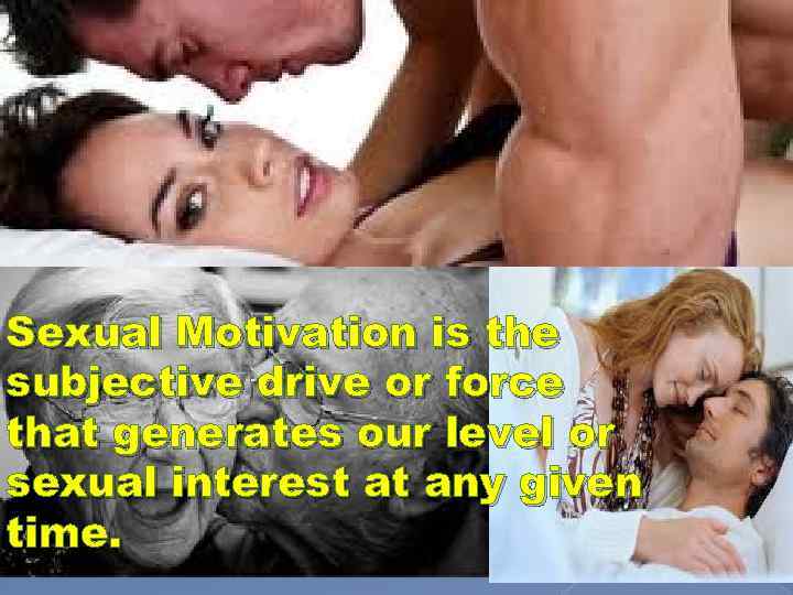 Sexual Motivation is the subjective drive or force that generates our level or sexual