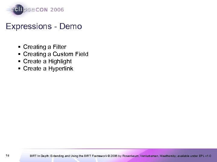 Expressions - Demo § § 18 Creating a Filter Creating a Custom Field Create