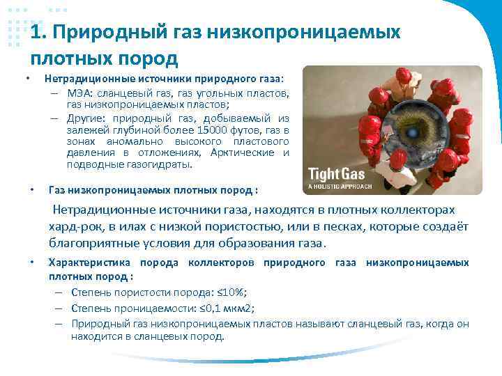 1. Природный газ низкопроницаемых плотных пород • • Нетрадиционные источники природного газа: – МЭА: