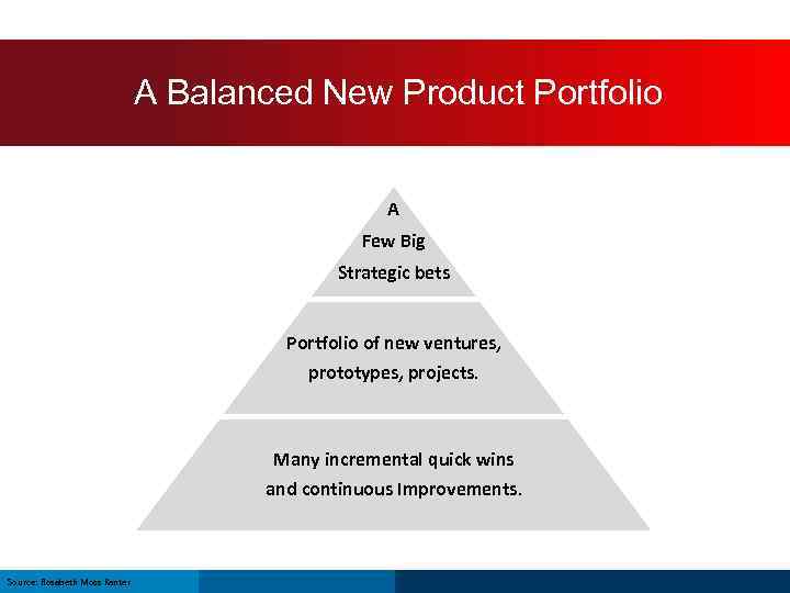 A Balanced New Product Portfolio A Few Big Strategic bets Portfolio of new ventures,