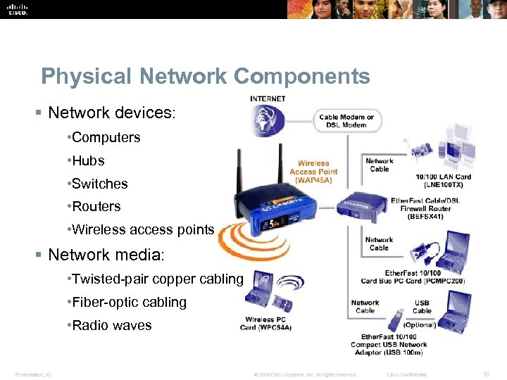 Physical Network Components § Network devices: • Computers • Hubs • Switches • Routers