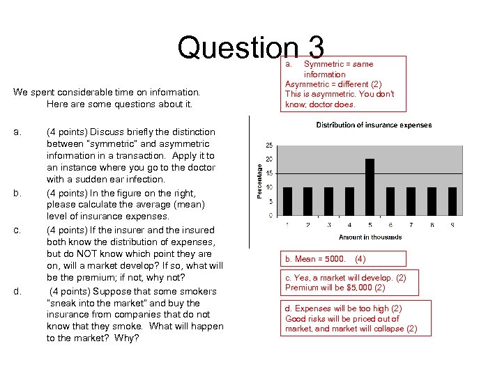 Question 3 a. We spent considerable time on information. Here are some questions about