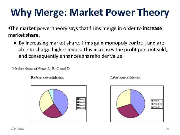 Why Merge: Market Power Theory • The market power theory says that firms merge