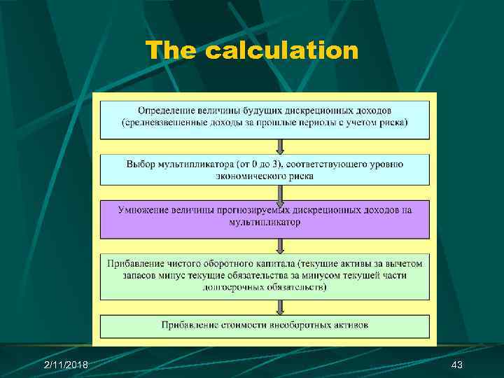 The calculation 2/11/2018 43 