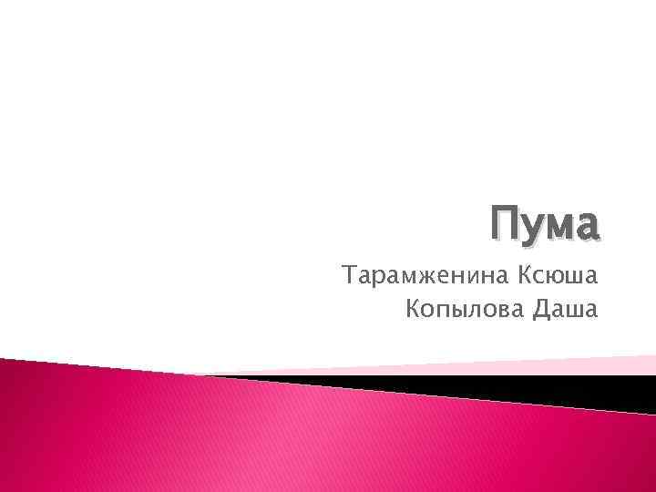 Пума Тарамженина Ксюша Копылова Даша 