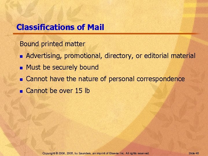 Classifications of Mail Bound printed matter n Advertising, promotional, directory, or editorial material n