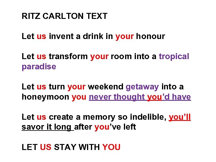 RITZ CARLTON TEXT Let us invent a drink in your honour Let us transform