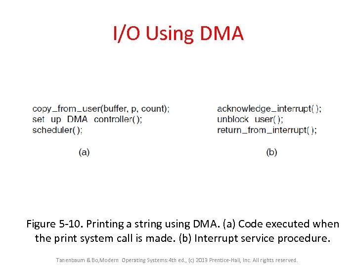 I/O Using DMA Figure 5 -10. Printing a string using DMA. (a) Code executed