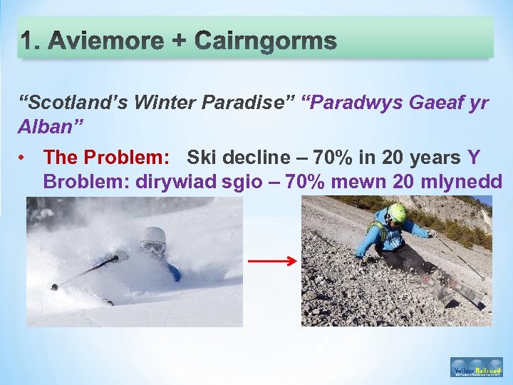 “Scotland’s Winter Paradise” “Paradwys Gaeaf yr Alban” • The Problem: Ski decline – 70%