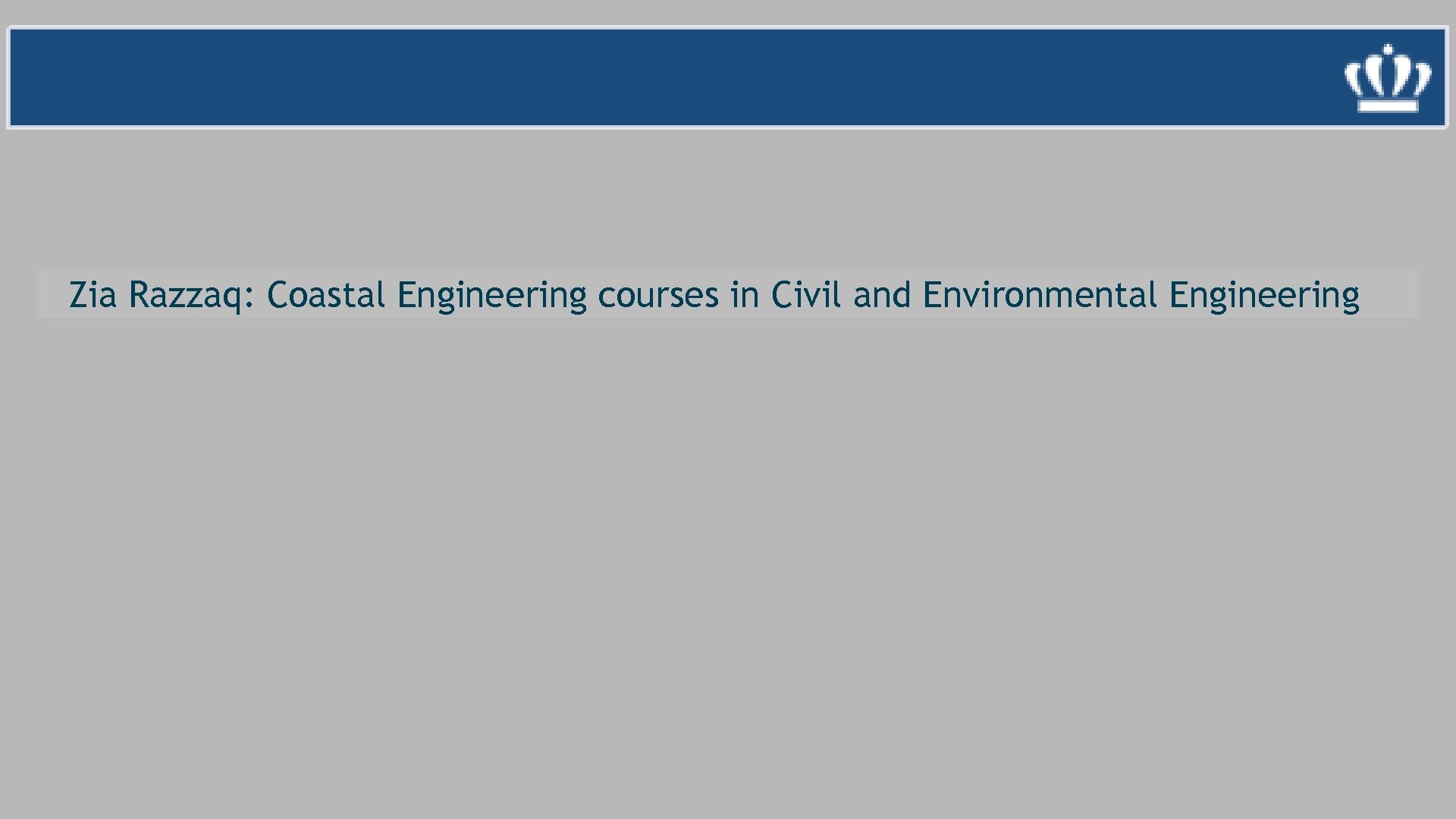 Zia Razzaq: Coastal Engineering courses in Civil and Environmental Engineering 