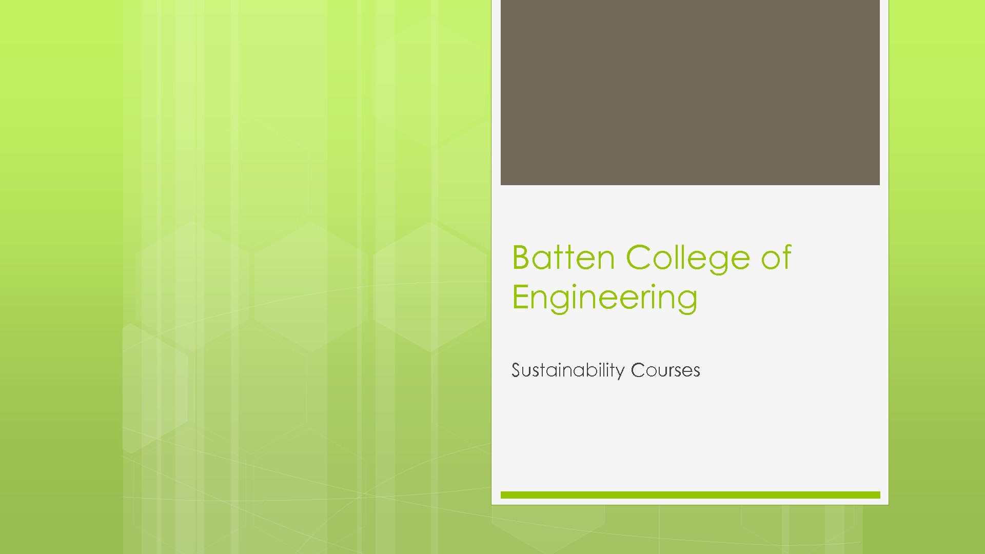 Batten College of Engineering Sustainability Courses 