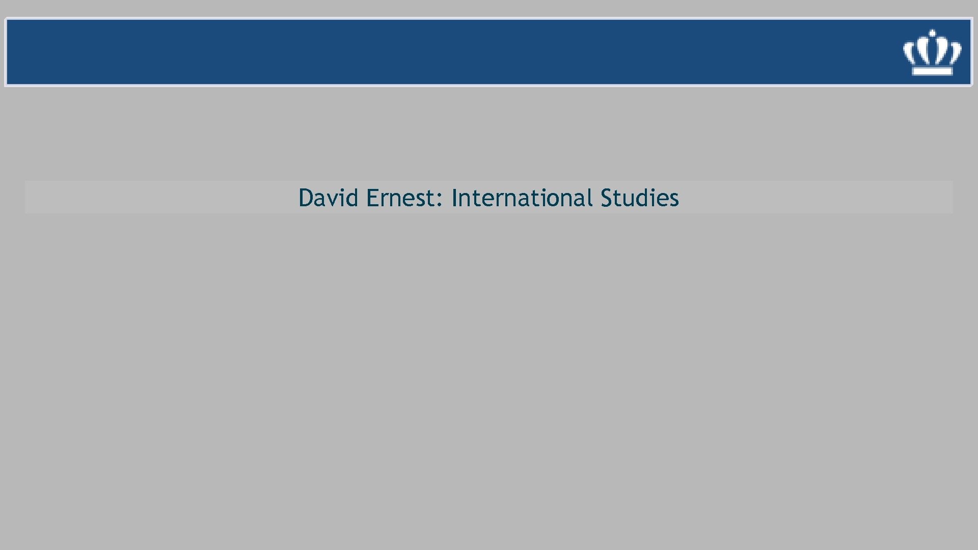 David Ernest: International Studies 