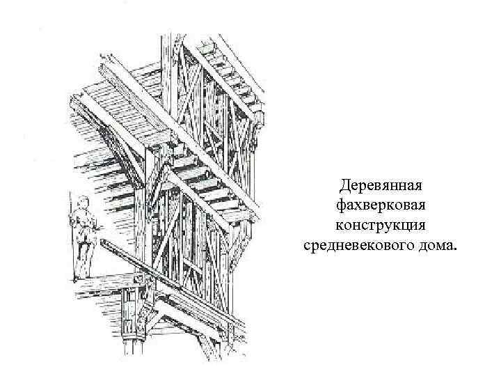 Деревянная фахверковая конструкция средневекового дома. 