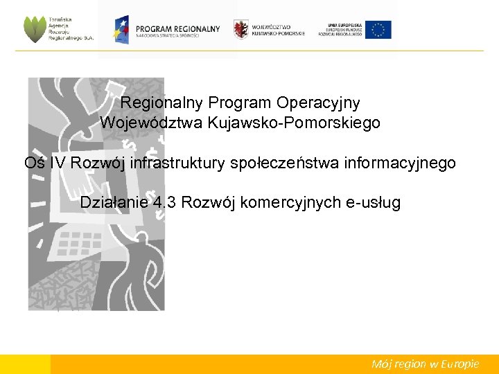 Regionalny Program Operacyjny Województwa Kujawsko-Pomorskiego Oś IV Rozwój infrastruktury społeczeństwa informacyjnego Działanie 4. 3