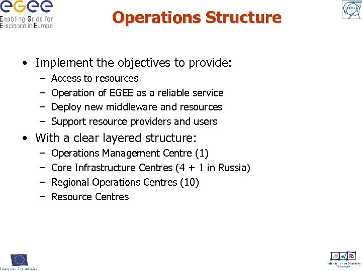 Operations Structure • Implement the objectives to provide: – – Access to resources Operation
