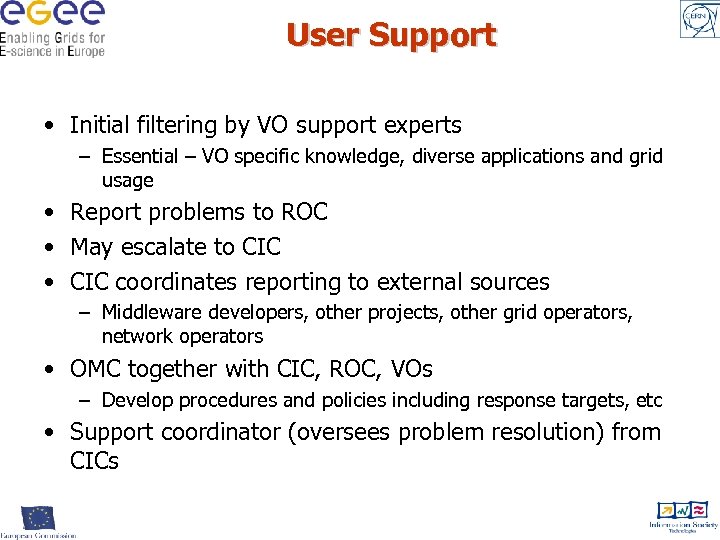 User Support • Initial filtering by VO support experts – Essential – VO specific