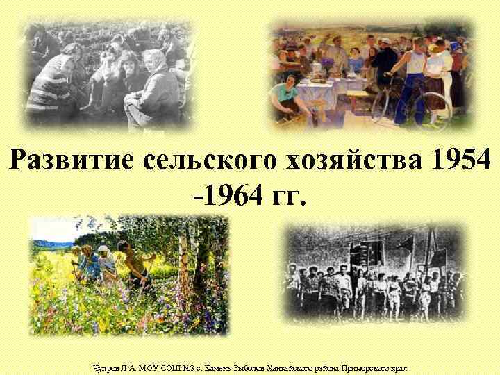 Развитие сельского хозяйства 1954 -1964 гг. Чупров Л. А. МОУ СОШ № 3 с.