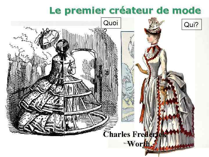 Le premier créateur de mode Quoi ? Charles Frederick Worth Qui? 